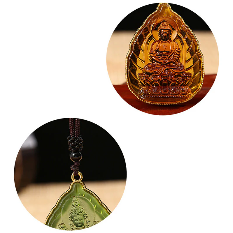 Renbeads Tibetan Buddha Liuli Crystal Serenity Necklace Pendant