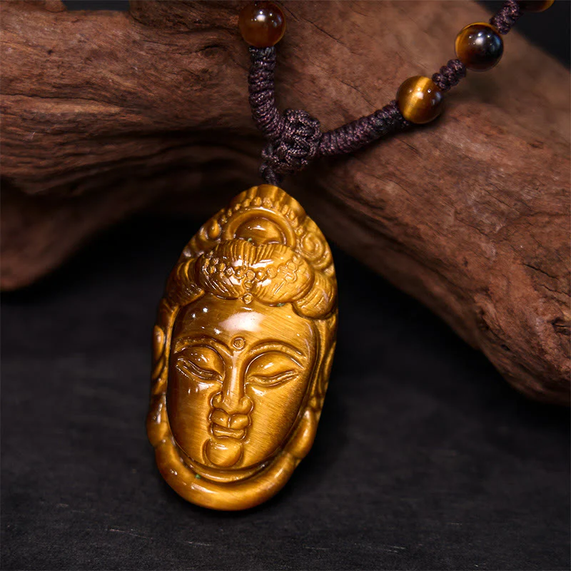 Tiger Eye Spiritual Head String Strength Necklace Pendant