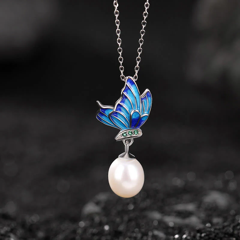 Renbeads 925 Sterling Silver Pearl Butterfly Healing Necklace Pendant Earrings Ring