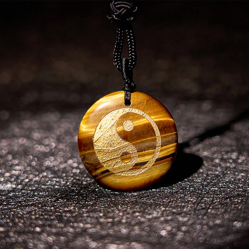 Various Crystal Amethyst Tiger Eye Green Aventurine Yin Yang Spiritual Necklace Pendant