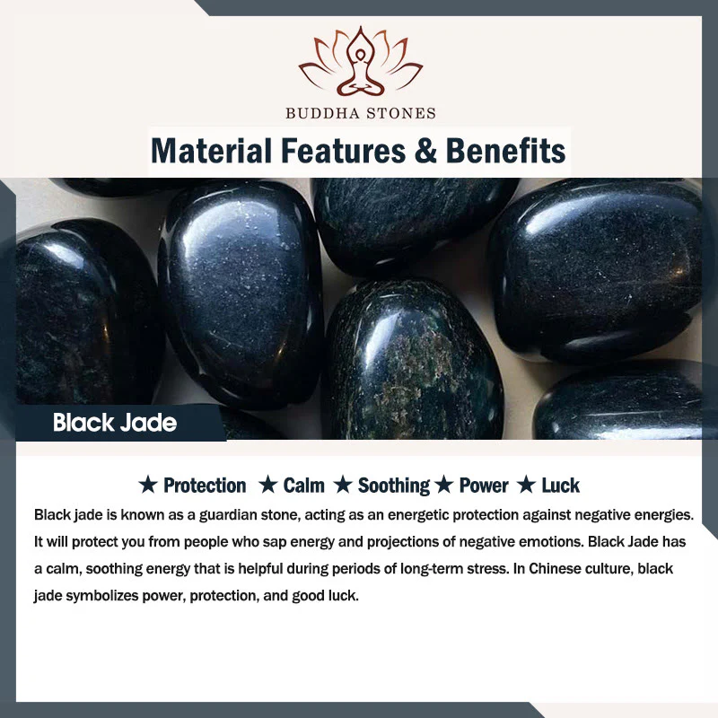 Natural Black Jade Chinese Zodiac Dragon Tooth Pattern Protection Necklace Pendant