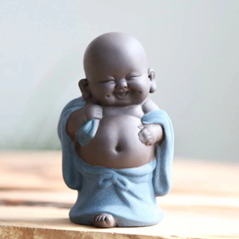Always Smiling Purple Clay Laughing Buddha Statue Decoration