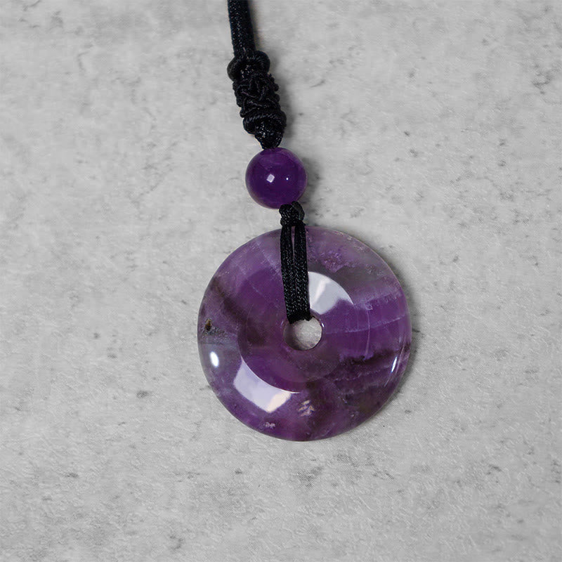 Renbeads Lucky Coin Pendant Healing Crystal Gemstone Necklace
