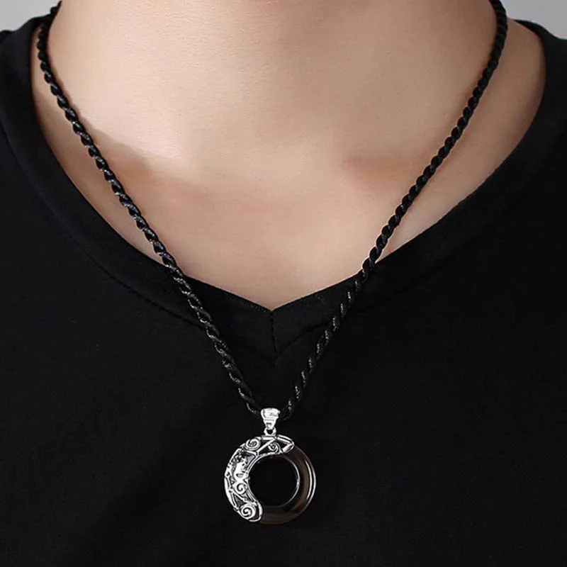 12 Constellations Zodiac Ice Obsidian Blessing Round Pendant Necklace