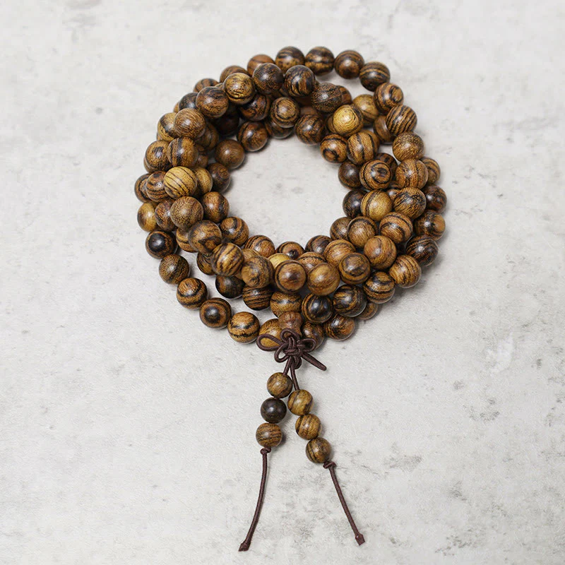 108 Mala Beads Bracelet for Prayer and Meditation, Elastic Sandalwood