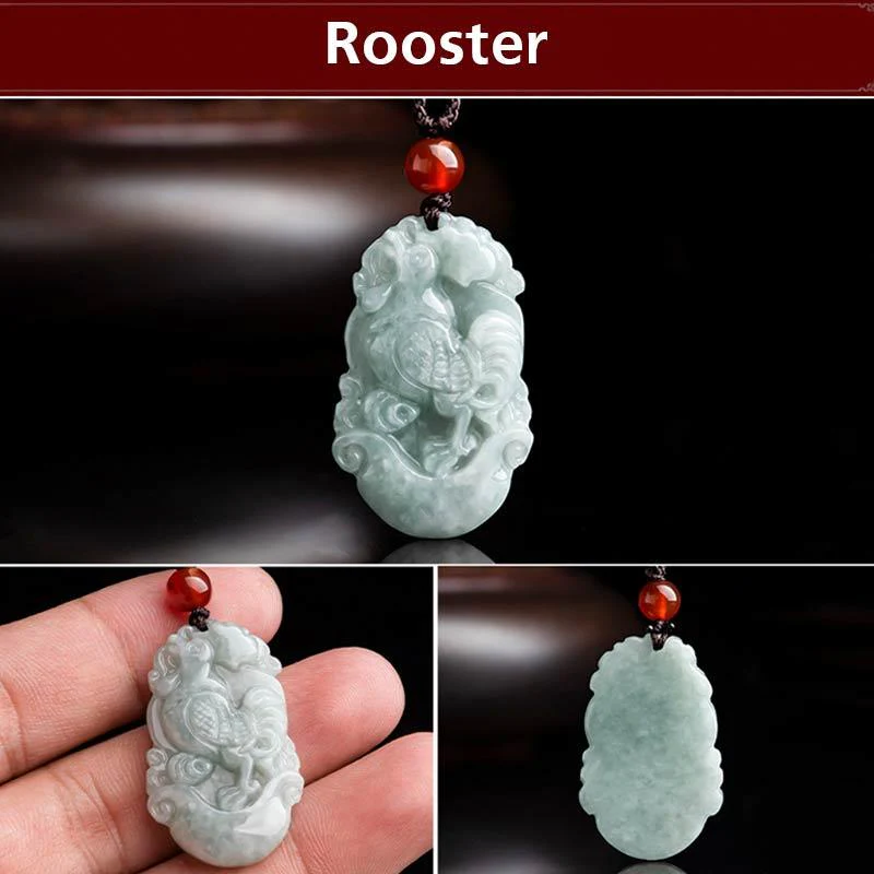 Natural Jade 12 Chinese Zodiac Success Pendant Necklace