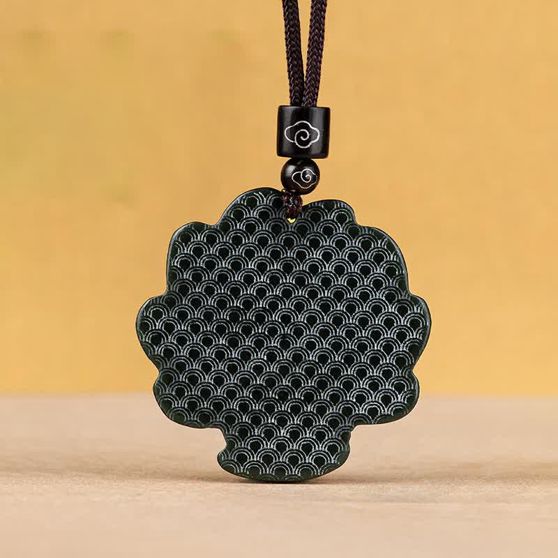 Cyan Jade Nine-Tailed Fox Luck Necklace Pendant