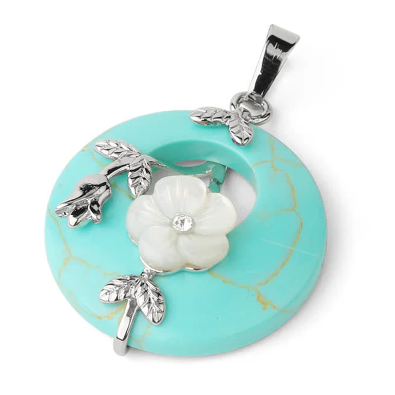 Various Crystal Amethyst Green Aventurine Flower Healing Necklace Pendant