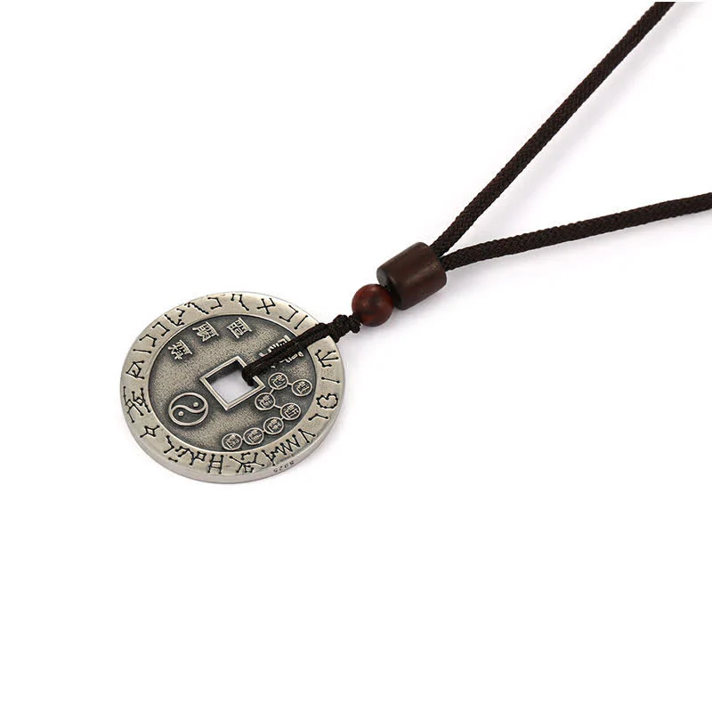 Bagua Yin Yang Copper Coin Star Balance Energy Necklace Pendant