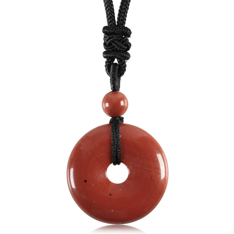 Renbeads Lucky Coin Pendant Healing Crystal Gemstone Necklace