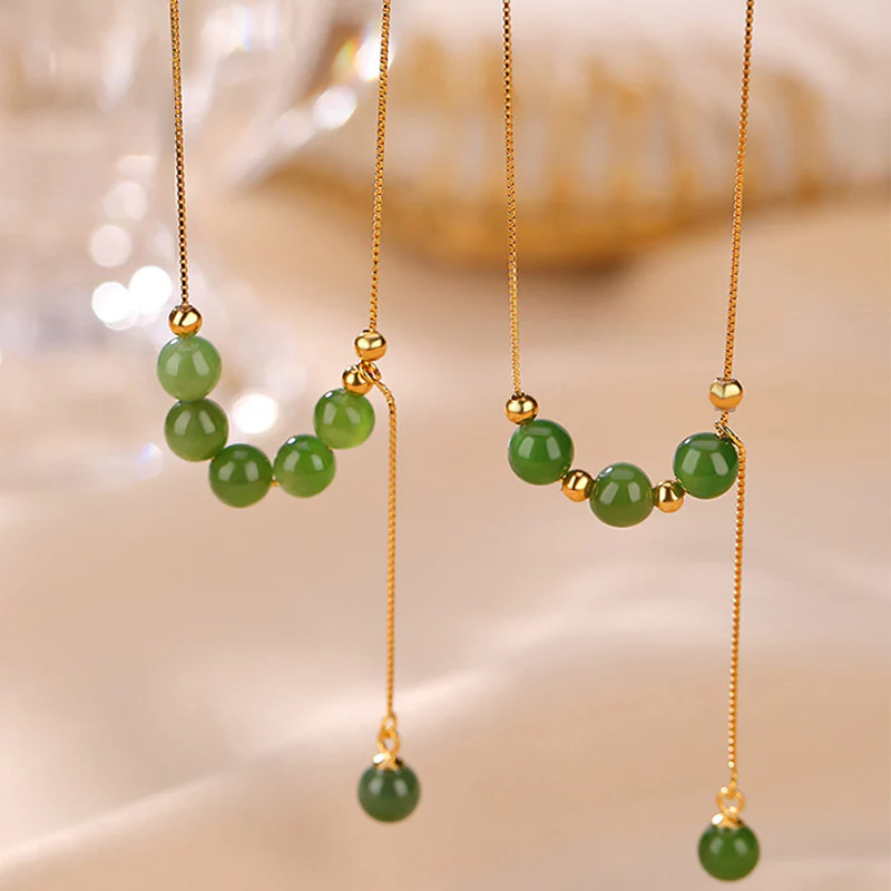 925 Sterling Silver Cyan Jade Beads Healing Necklace Pendant