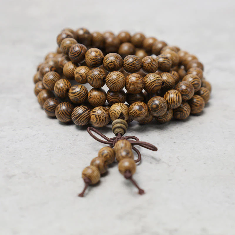 108 Mala Beads Bracelet for Prayer and Meditation, Elastic Sandalwood
