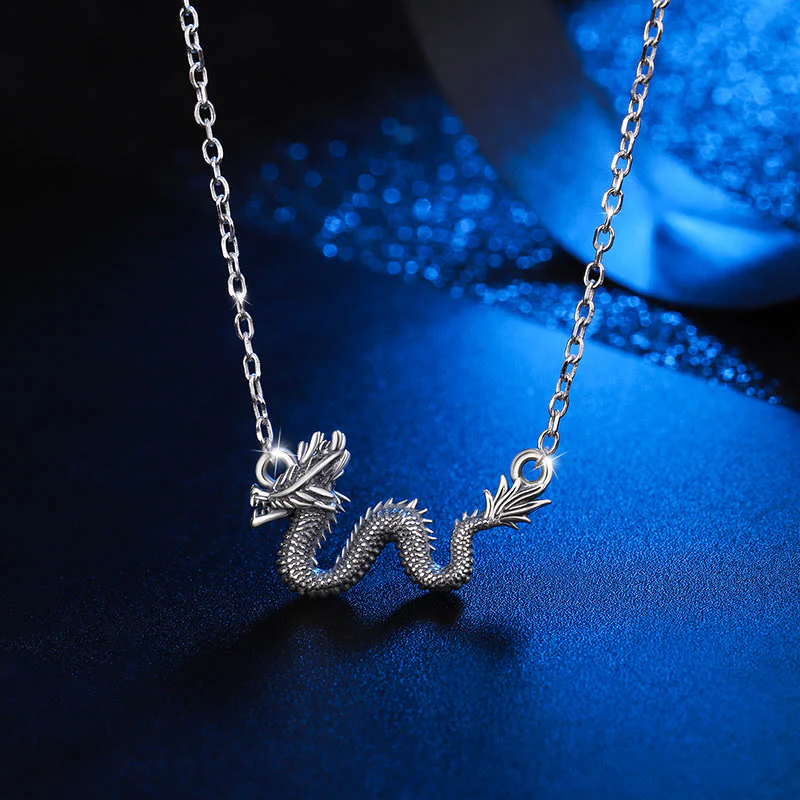 Renbeads 925 Sterling Silver Year Of The Dragon Auspicious Dragon Protection Chain Necklace Pendant