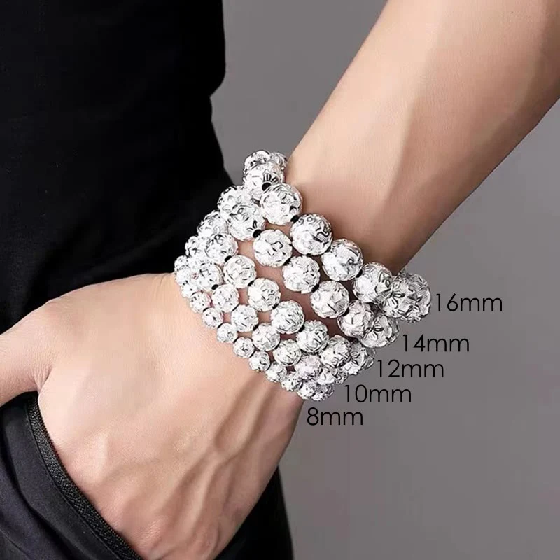 Tibetan Om Mani Padme Hum Carved Alloy Beads Amulet Bracelet