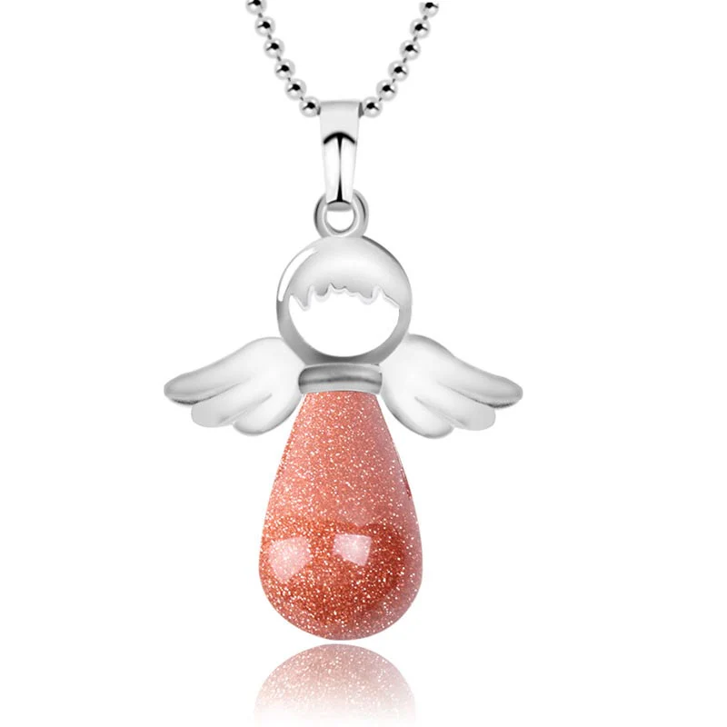 Little Angel Wings Natural Crystal Luck Necklace Pendant