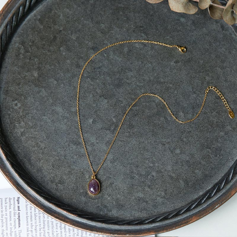 Natural Green Aventurine Amethyst Rose Quartz Blessing Necklace Pendant