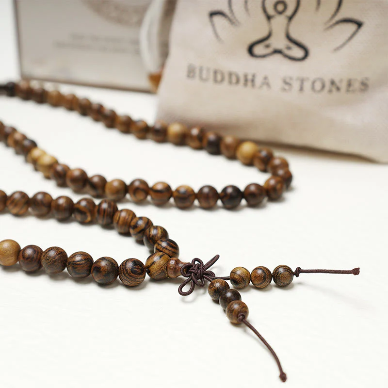 108 Mala Beads Bracelet for Prayer and Meditation, Elastic Sandalwood