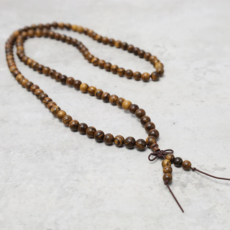 108 Mala Beads Bracelet for Prayer and Meditation, Elastic Sandalwood