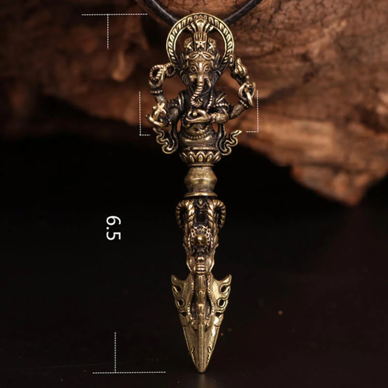 Renbeads Tibetan Ganesh Ganpati Elephant God of Wealth Dorje Vajra Spiritual Power Necklace Pendant