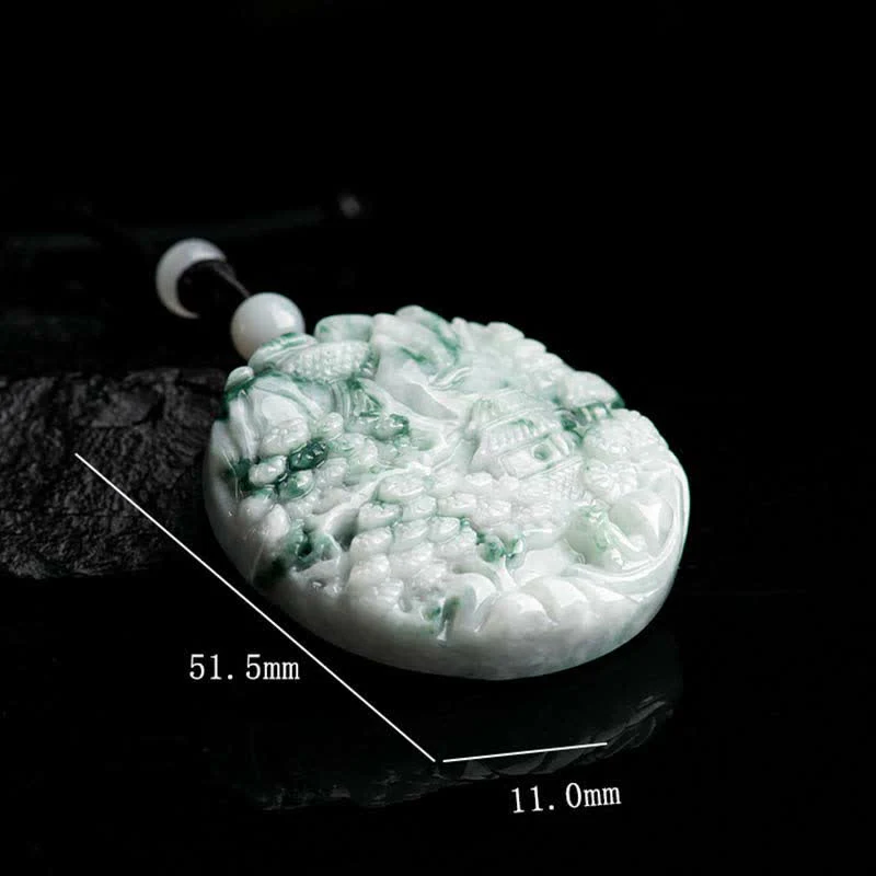 Renbeads Mountain Landscape Jade Abundance String Necklace