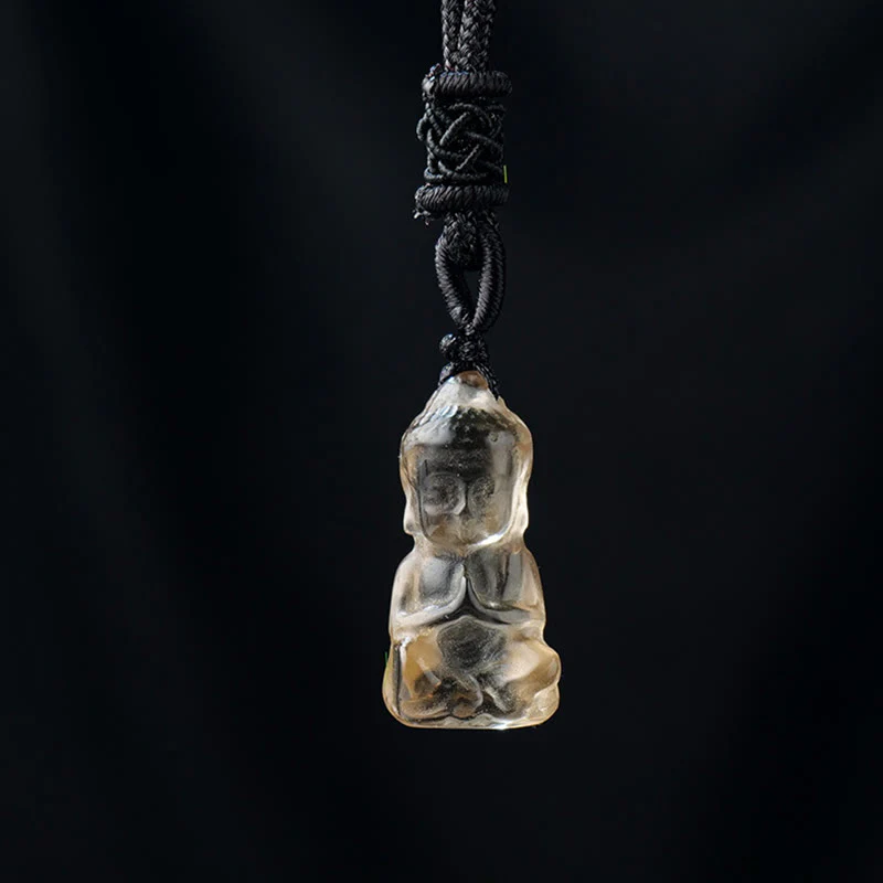 Various Crystal Amethyst Pink Crystal White Crystal Citrine Buddha Carved Necklace Pendant for Spiritual Healing and Decoration