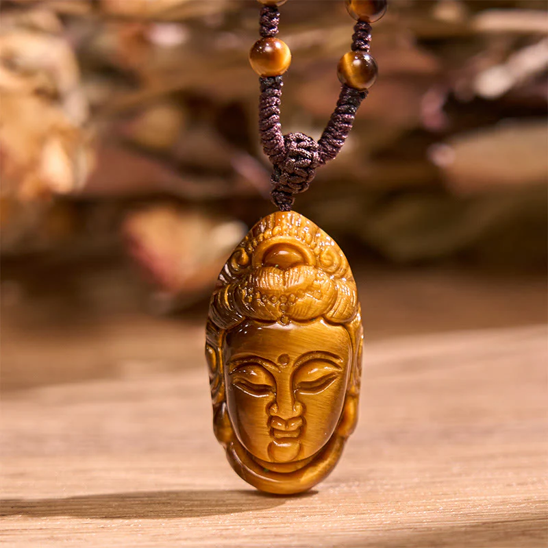 Tiger Eye Spiritual Head String Strength Necklace Pendant