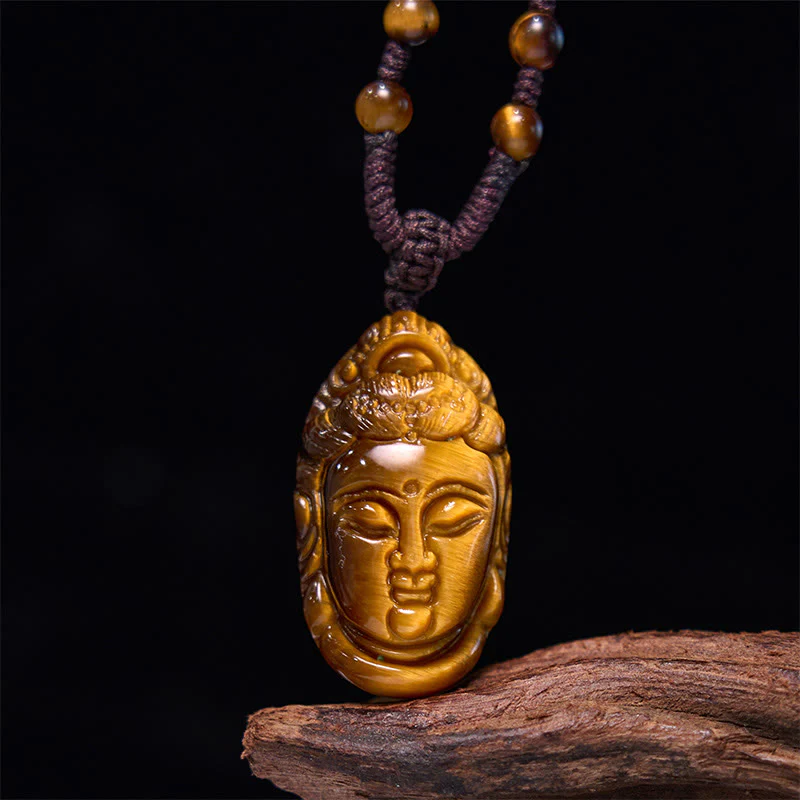 Tiger Eye Spiritual Head String Strength Necklace Pendant