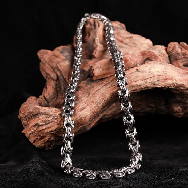 Dragon Pattern Titanium Steel Protection Necklace and Bracelet Set