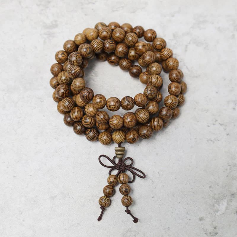 108 Mala Beads Bracelet for Prayer and Meditation, Elastic Sandalwood
