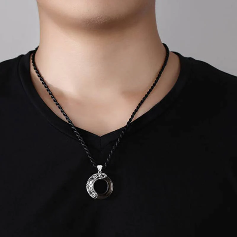 12 Constellations Zodiac Ice Obsidian Blessing Round Pendant Necklace