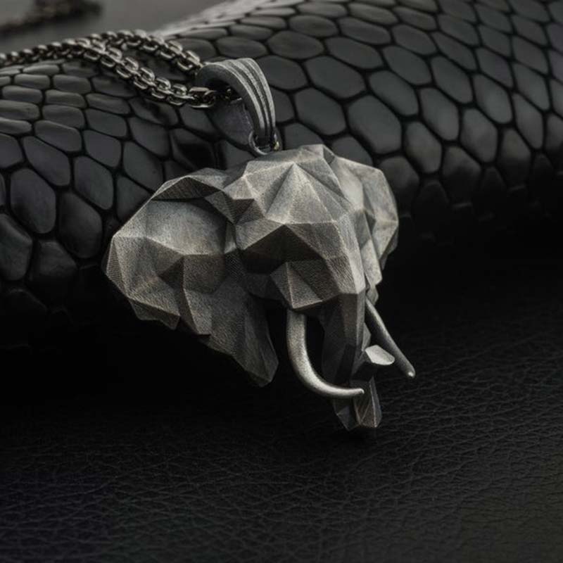 Renbeads Elephant Pewter Titanium Steel Strength Necklace Pendant
