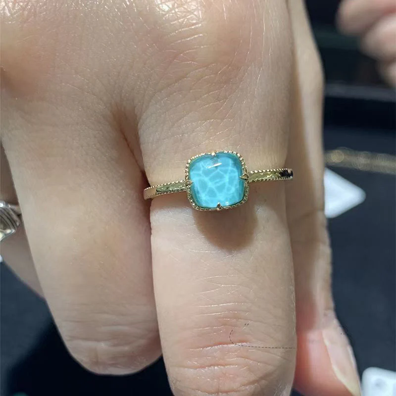 925 Sterling Silver Plated Gold Turquoise Protection Ring, Earrings, and Necklace Pendant Set