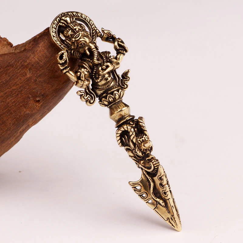 Renbeads Tibetan Ganesh Ganpati Elephant God of Wealth Dorje Vajra Spiritual Power Necklace Pendant