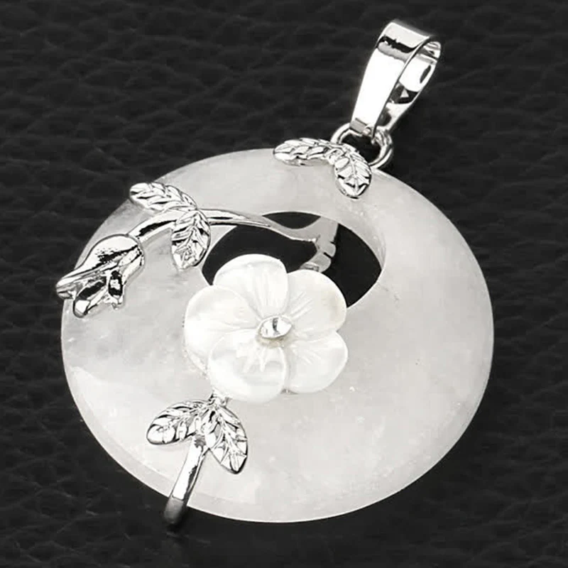 Various Crystal Amethyst Green Aventurine Flower Healing Necklace Pendant