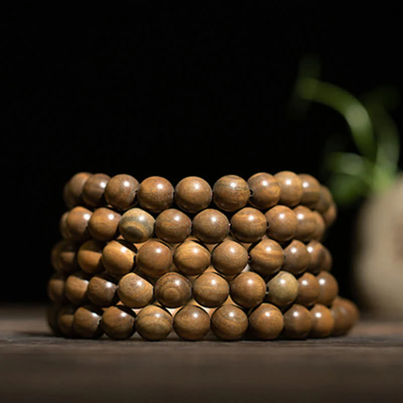 108 Mala Beads Green Sandalwood Boxwood Lotus Positive Bracelet