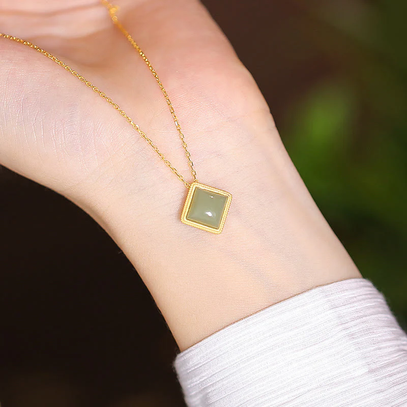 925 Sterling Silver Natural Cyan Hetian Jade Luck Laughing Buddha Butterfly Necklace Pendant