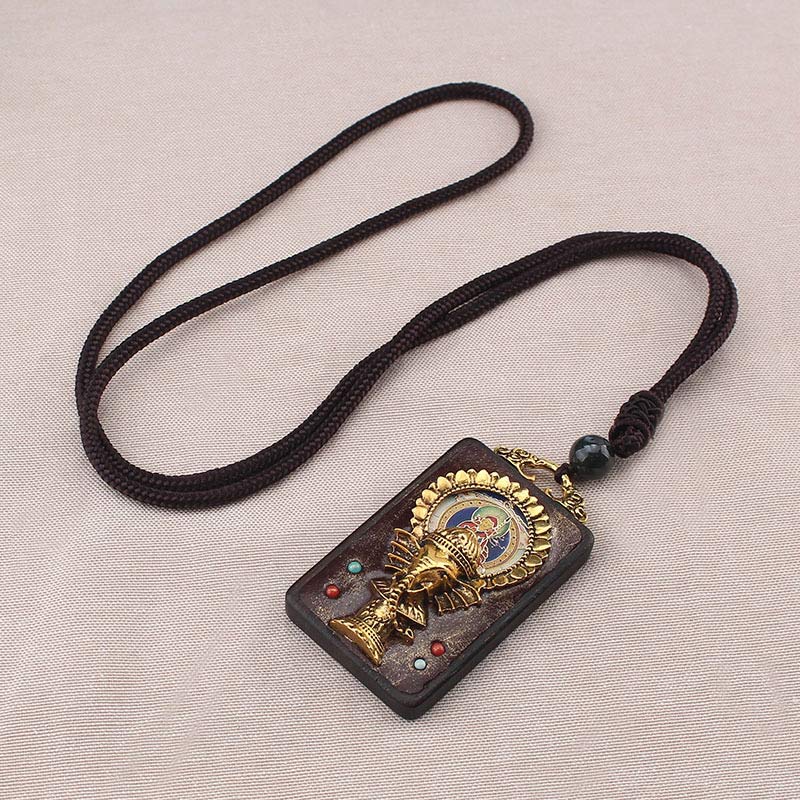 Renbeads Ebony Wood Elephant God of Fortune Buddha Blessing Necklace String Pendant