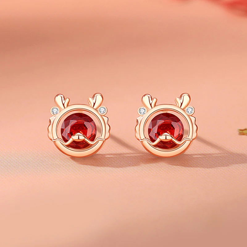 925 Sterling Silver Year of the Dragon Luck Red Zircon Jewelry Set (30% Off)