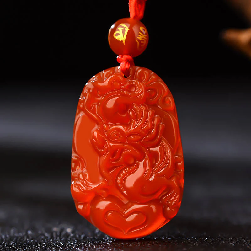 Chinese Zodiac Red Agate Luck Necklace Pendant