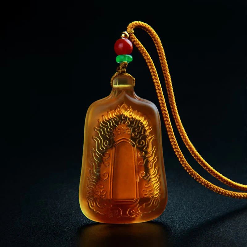 Tibetan Medicine Buddha Liuli Crystal Necklace Pendant