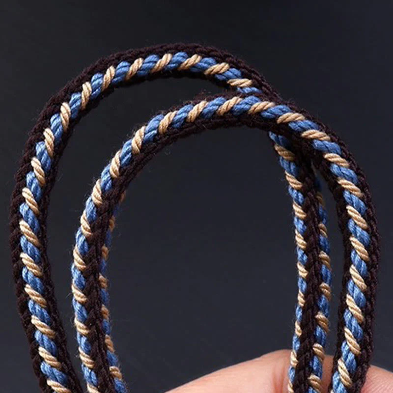 Tibetan Nine-eye Dzi Bead Braided Rope Necklace Pendant