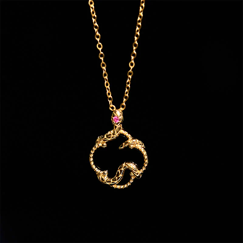 925 Sterling Silver Four Red Agate Black Onyx Leaf Clover Zodiac Blessing Necklace Pendant