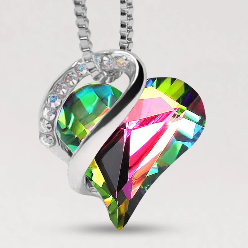 Love Heart Birthstone Healing Energy Necklace Pendant