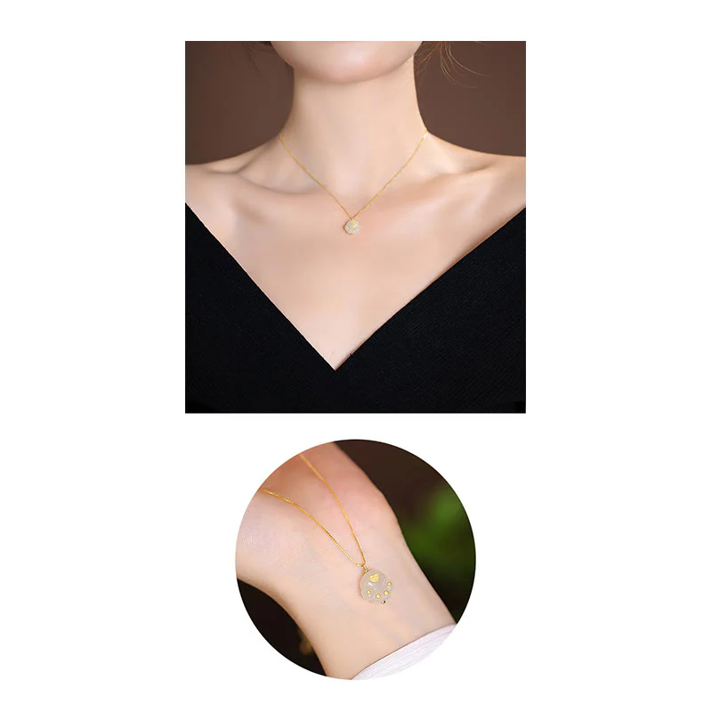 925 Sterling Silver Natural Cyan Hetian Jade Luck Laughing Buddha Butterfly Necklace Pendant