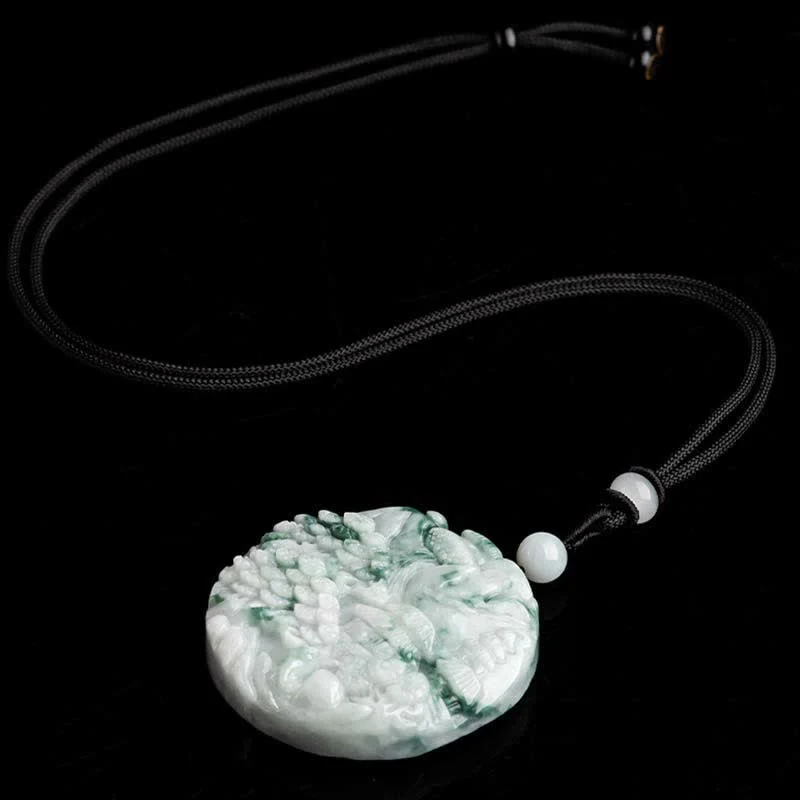 Renbeads Mountain Landscape Jade Abundance String Necklace