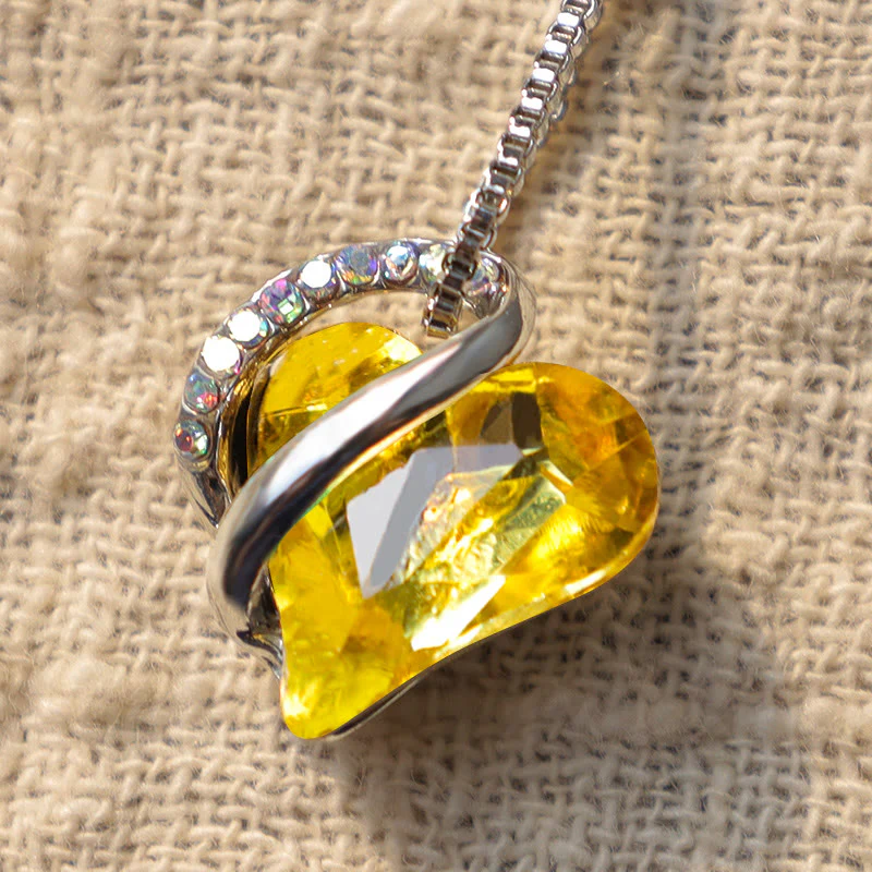 Love Heart Birthstone Healing Energy Necklace Pendant