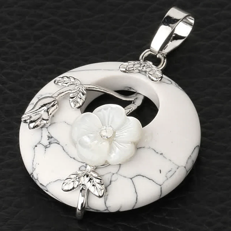 Various Crystal Amethyst Green Aventurine Flower Healing Necklace Pendant