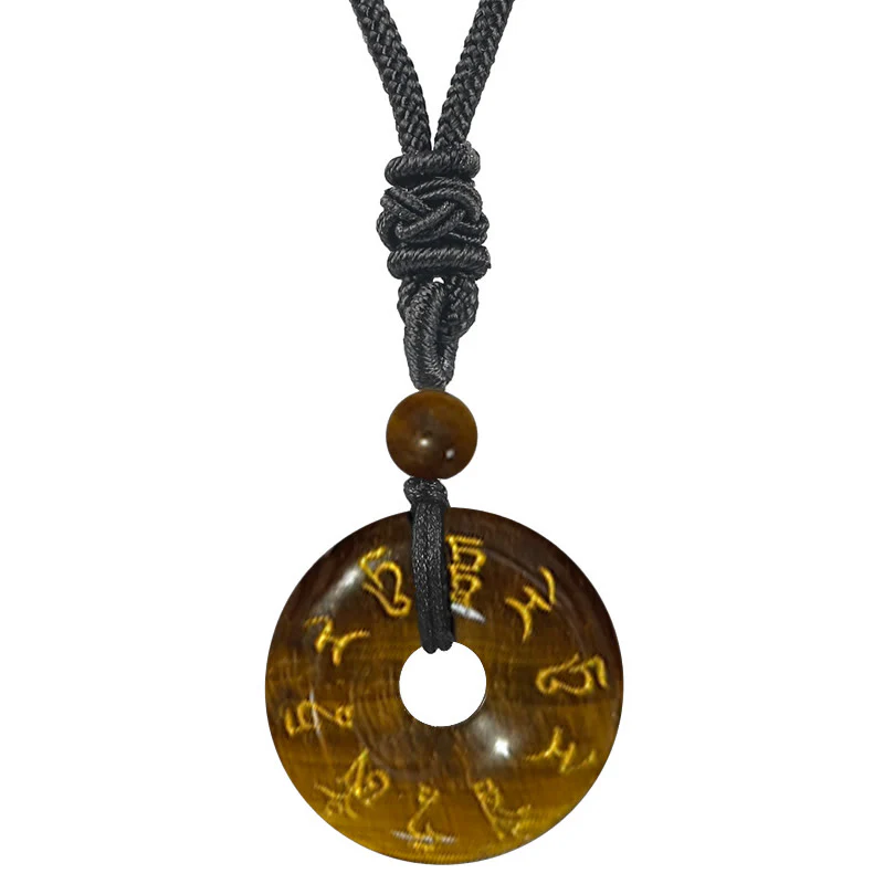 Green Tara Mantra Natural Various Crystal Black Obsidian Necklace Pendant