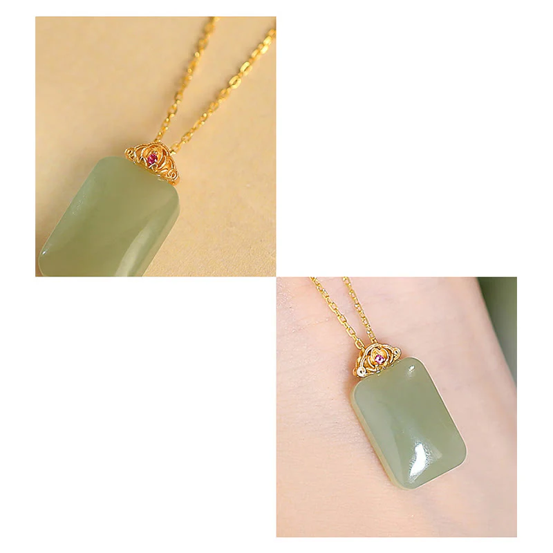 925 Sterling Silver Natural Cyan Hetian Jade Luck Laughing Buddha Butterfly Necklace Pendant