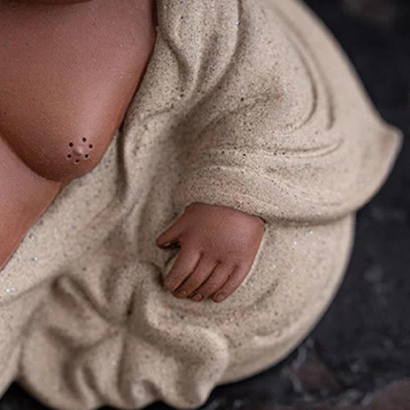 Laughing Buddha Ingots for Wealth Attraction Purple Clay Maitreya Statue Decoration